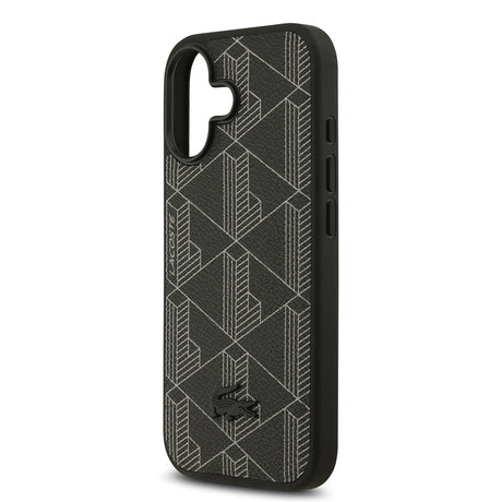 Apple iPhone 17 Kılıf Lacoste Orjinal Lisanslı M-safe Şarj Özellikli PU Deri Tasarımlı Kartlıklı Karışık Monogram Desenli Kapak