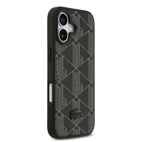 Apple iPhone 17 Kılıf Lacoste Orjinal Lisanslı M-safe Şarj Özellikli PU Deri Tasarımlı Kartlıklı Karışık Monogram Desenli Kapak