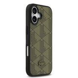 Apple iPhone 17 Kılıf Lacoste Orjinal Lisanslı M-safe Şarj Özellikli PU Deri Tasarımlı Kartlıklı Karışık Monogram Desenli Kapak