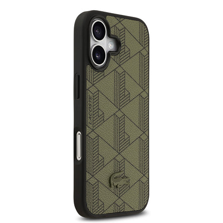 Apple iPhone 17 Kılıf Lacoste Orjinal Lisanslı M-safe Şarj Özellikli PU Deri Tasarımlı Kartlıklı Karışık Monogram Desenli Kapak