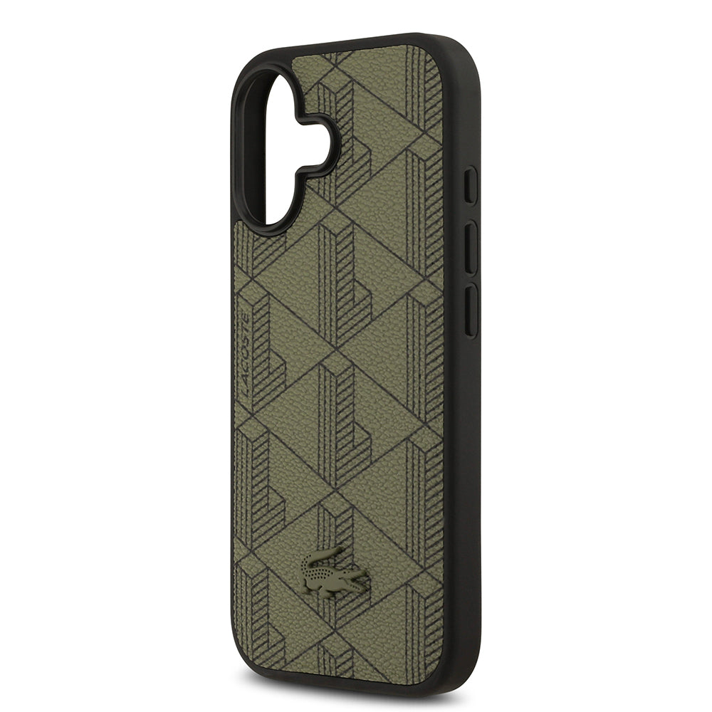Apple iPhone 17 Kılıf Lacoste Orjinal Lisanslı M-safe Şarj Özellikli PU Deri Tasarımlı Kartlıklı Karışık Monogram Desenli Kapak