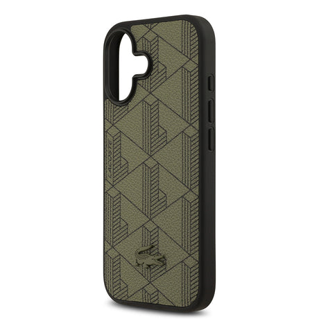 Apple iPhone 17 Kılıf Lacoste Orjinal Lisanslı M-safe Şarj Özellikli PU Deri Tasarımlı Kartlıklı Karışık Monogram Desenli Kapak