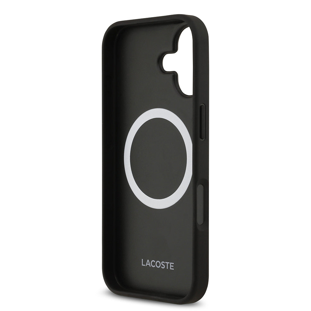 Apple iPhone 17 Kılıf Lacoste Orjinal Lisanslı M-safe Şarj Özellikli PU Deri Tasarımlı Metal Logolu Kapak