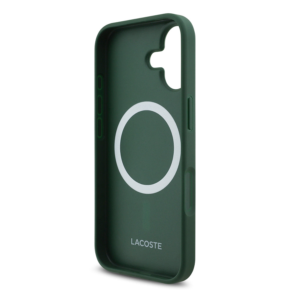 Apple iPhone 17 Kılıf Lacoste Orjinal Lisanslı M-safe Şarj Özellikli PU Deri Tasarımlı Metal Logolu Kapak