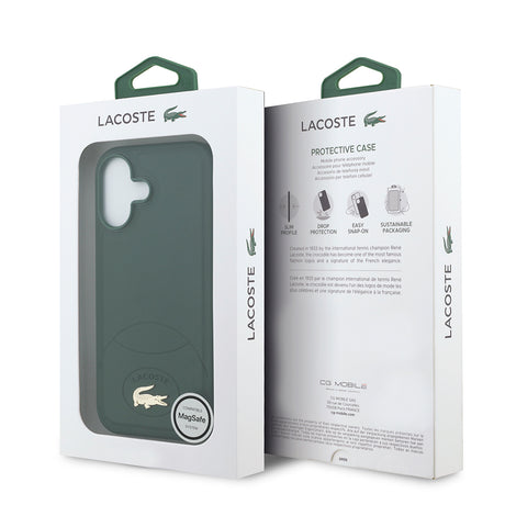 Apple iPhone 17 Kılıf Lacoste Orjinal Lisanslı M-safe Şarj Özellikli PU Deri Tasarımlı Metal Logolu Kapak