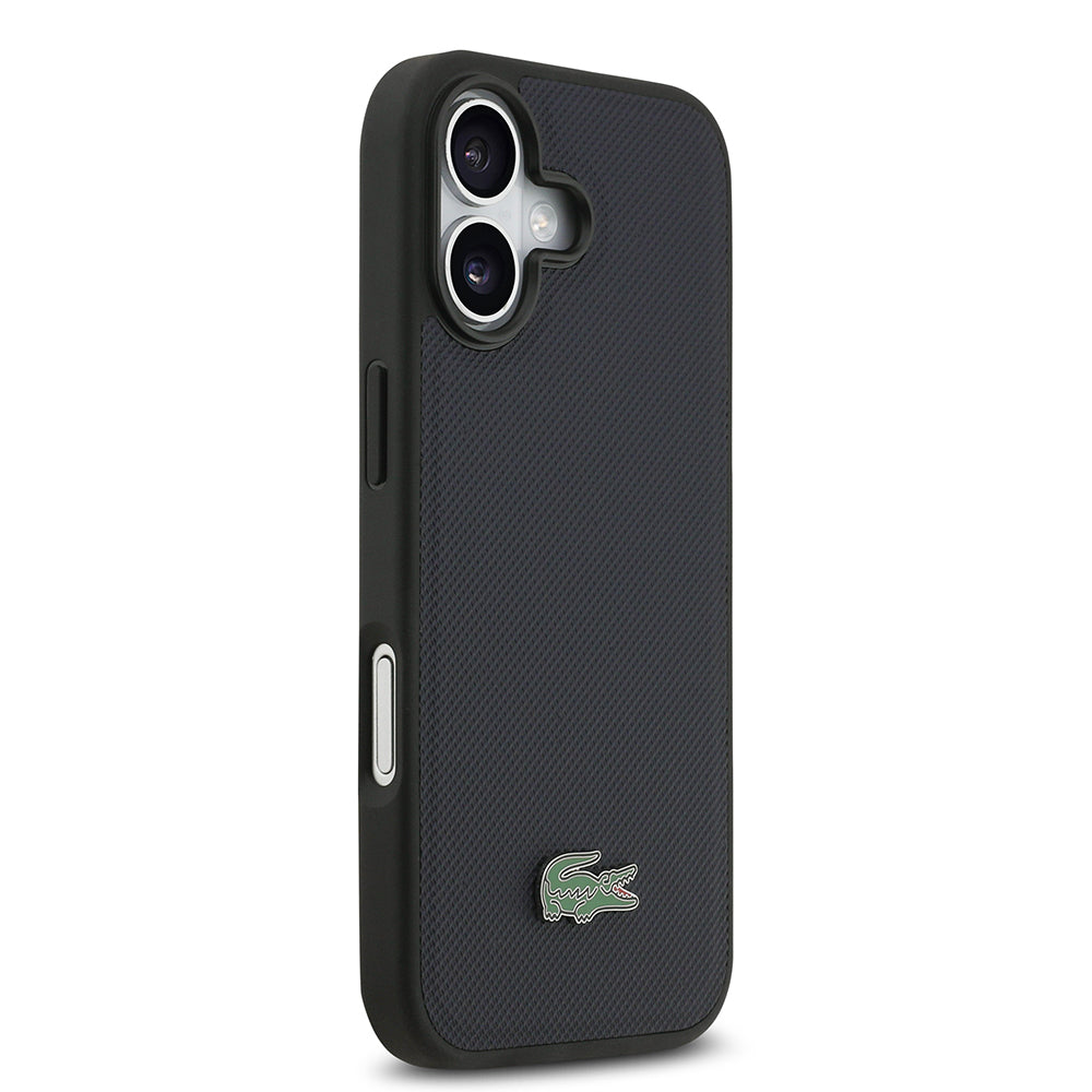 Apple iPhone 17 Kılıf Lacoste Orjinal Lisanslı M-safe Şarj Özellikli PU Pike Desenli Metal Logolu Kartlıklı Kapak