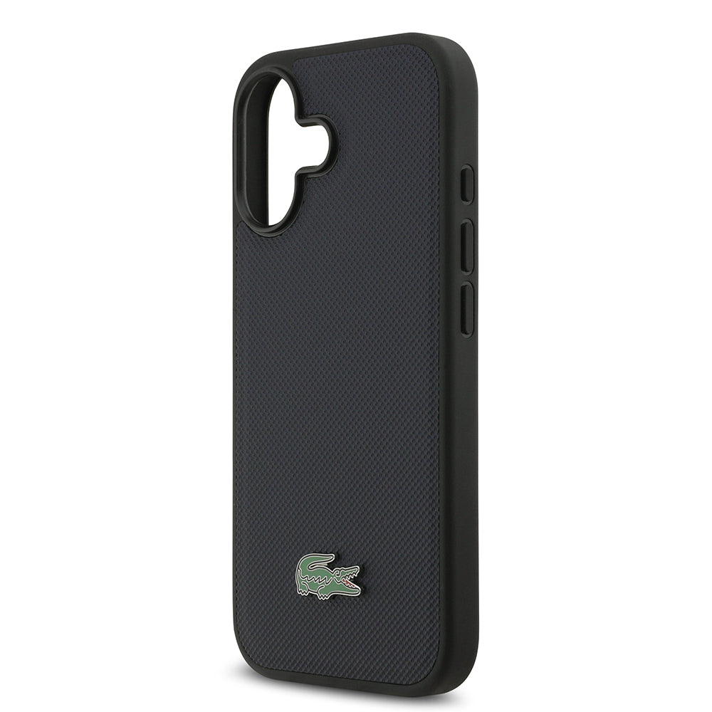 Apple iPhone 17 Kılıf Lacoste Orjinal Lisanslı M-safe Şarj Özellikli PU Pike Desenli Metal Logolu Kartlıklı Kapak