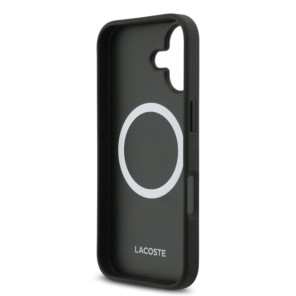 Apple iPhone 17 Kılıf Lacoste Orjinal Lisanslı M-safe Şarj Özellikli PU Pike Desenli Metal Logolu Kartlıklı Kapak