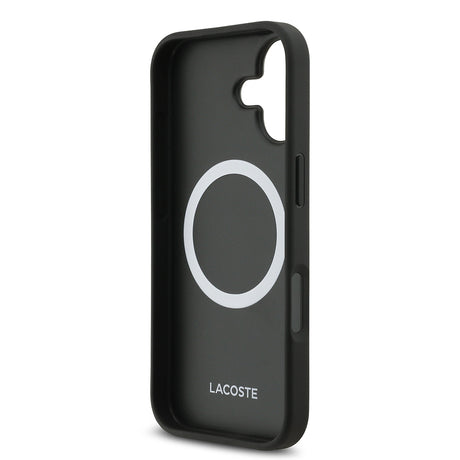 Apple iPhone 17 Kılıf Lacoste Orjinal Lisanslı M-safe Şarj Özellikli PU Pike Desenli Metal Logolu Kartlıklı Kapak