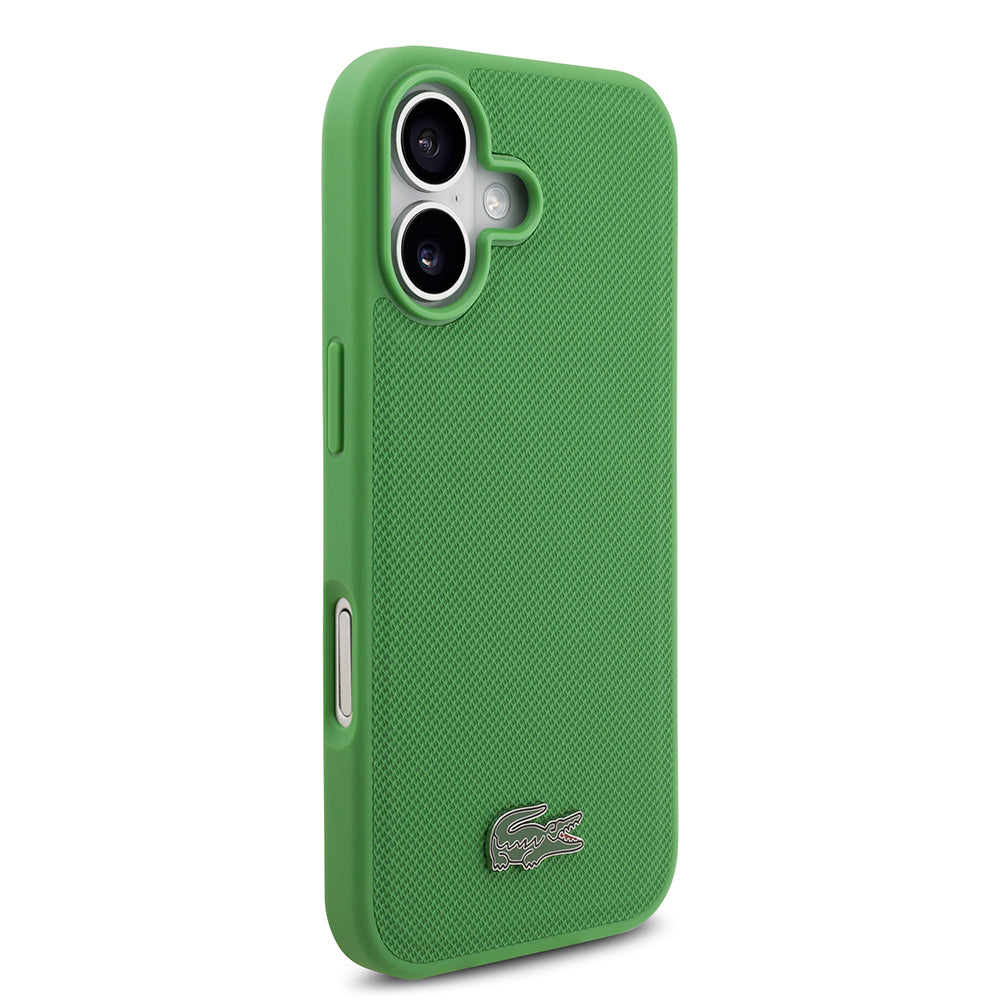 Apple iPhone 17 Kılıf Lacoste Orjinal Lisanslı M-safe Şarj Özellikli PU Pike Desenli Metal Logolu Kartlıklı Kapak