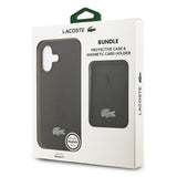 Apple iPhone 17 Kılıf Lacoste Orjinal Lisanslı M-safe Şarj Özellikli PU Pike Desenli Metal Logolu Kartlıklı Kapak