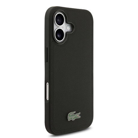 Apple iPhone 17 Kılıf Lacoste Orjinal Lisanslı M-safe Şarj Özellikli PU Pike Desenli Metal Logolu Kartlıklı Kapak