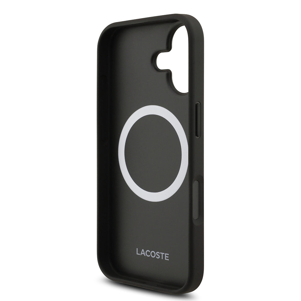 Apple iPhone 17 Kılıf Lacoste Orjinal Lisanslı M-safe Şarj Özellikli PU Pike Desenli Metal Logolu Kartlıklı Kapak