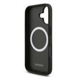 Apple iPhone 17 Kılıf Lacoste Orjinal Lisanslı M-safe Şarj Özellikli PU Pike Desenli Metal Logolu Kartlıklı Kapak