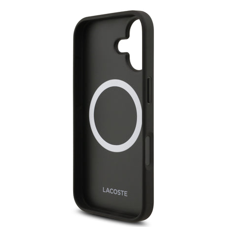 Apple iPhone 17 Kılıf Lacoste Orjinal Lisanslı M-safe Şarj Özellikli PU Pike Desenli Metal Logolu Kartlıklı Kapak