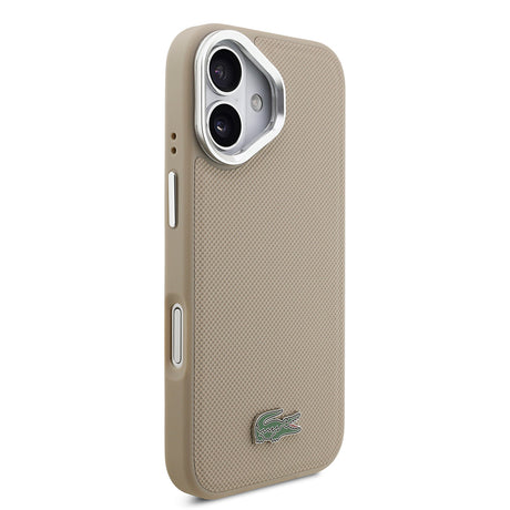Apple iPhone 17 Kılıf Lacoste Orjinal Lisanslı M-safe Şarj Özellikli PU Pike Desenli Standlı Metal Logolu Kapak