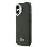 Apple iPhone 17 Kılıf Lacoste Orjinal Lisanslı M-safe Şarj Özellikli PU Pike Desenli Standlı Metal Logolu Kapak