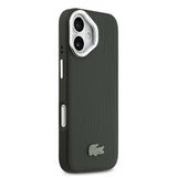 Apple iPhone 17 Kılıf Lacoste Orjinal Lisanslı M-safe Şarj Özellikli PU Pike Desenli Standlı Metal Logolu Kapak