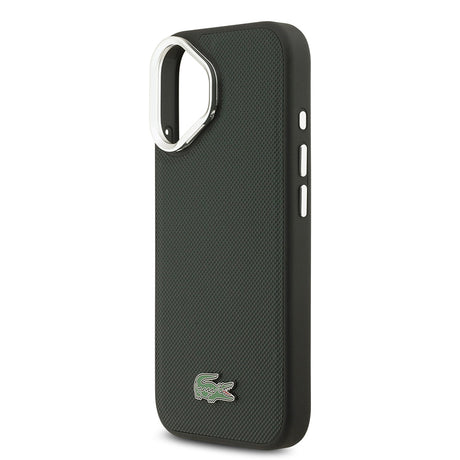 Apple iPhone 17 Kılıf Lacoste Orjinal Lisanslı M-safe Şarj Özellikli PU Pike Desenli Standlı Metal Logolu Kapak