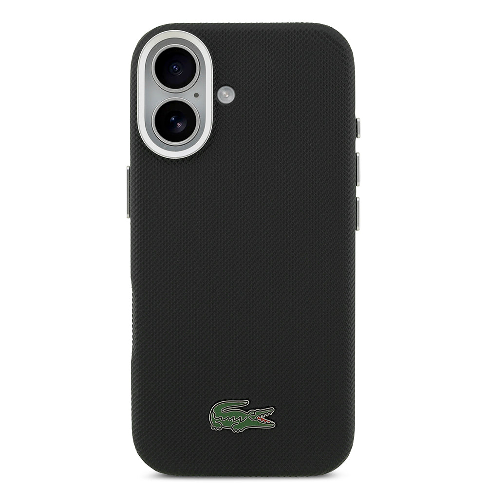 Apple iPhone 17 Kılıf Lacoste Orjinal Lisanslı M-Safe Şarj Özellikli PVC Pike Desenli Arka Yüzey İkonik Timsah Dokuma Logolu Kapak