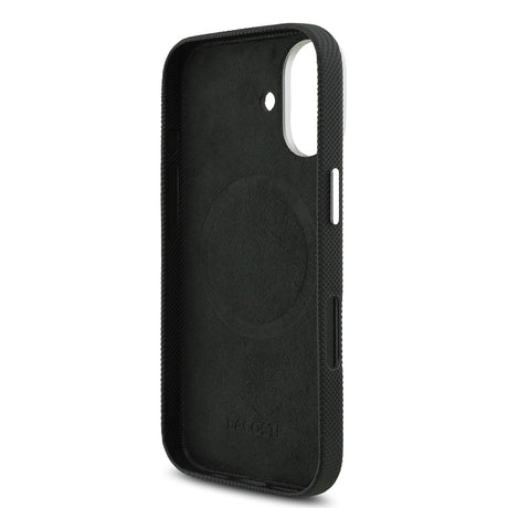 Apple iPhone 17 Kılıf Lacoste Orjinal Lisanslı M-Safe Şarj Özellikli PVC Pike Desenli Arka Yüzey İkonik Timsah Dokuma Logolu Kapak