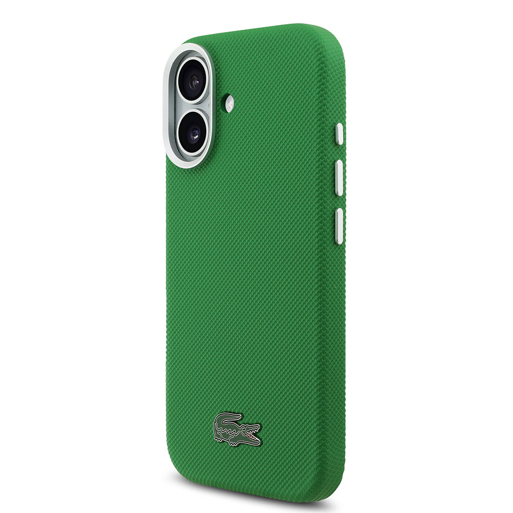 Apple iPhone 17 Kılıf Lacoste Orjinal Lisanslı M-Safe Şarj Özellikli PVC Pike Desenli Arka Yüzey İkonik Timsah Dokuma Logolu Kapak