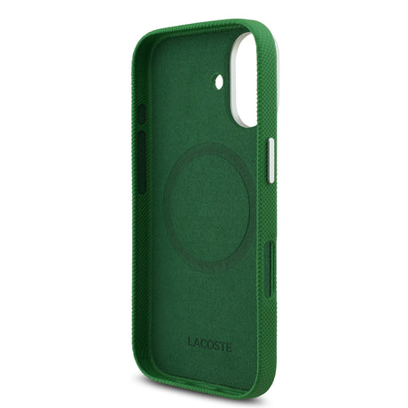 Apple iPhone 17 Kılıf Lacoste Orjinal Lisanslı M-Safe Şarj Özellikli PVC Pike Desenli Arka Yüzey İkonik Timsah Dokuma Logolu Kapak