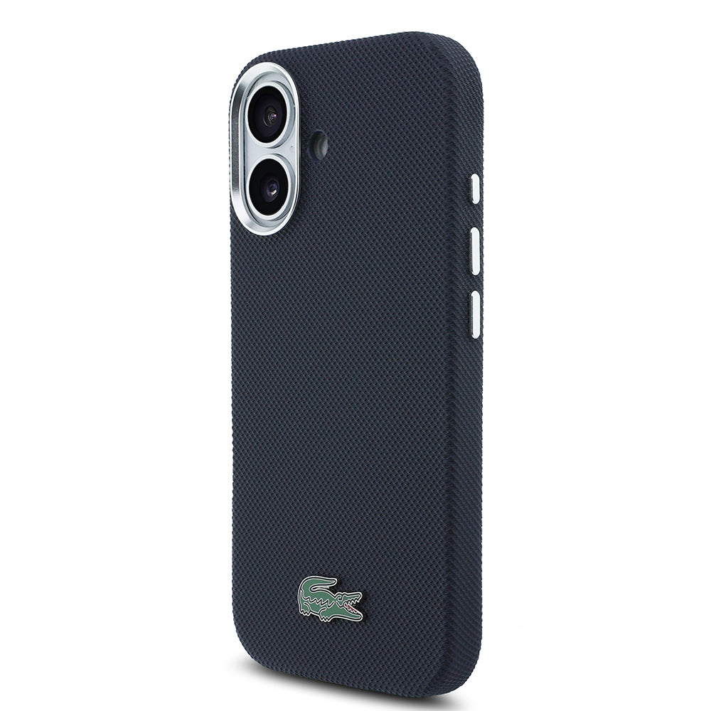 Apple iPhone 17 Kılıf Lacoste Orjinal Lisanslı M-Safe Şarj Özellikli PVC Pike Desenli Arka Yüzey İkonik Timsah Dokuma Logolu Kapak