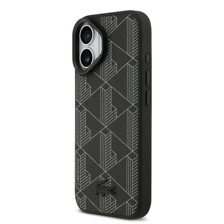 Apple iPhone 17 Kılıf Lacoste Orjinal Lisanslı M-safe Şarj Özellikli Standlı PU Deri Karışık Monogram Desenli Kapak