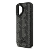 Apple iPhone 17 Kılıf Lacoste Orjinal Lisanslı M-safe Şarj Özellikli Standlı PU Deri Karışık Monogram Desenli Kapak