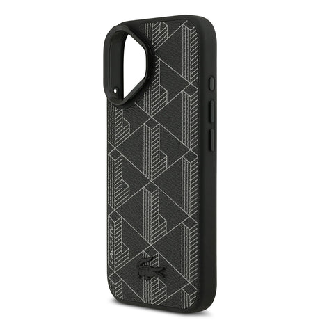 Apple iPhone 17 Kılıf Lacoste Orjinal Lisanslı M-safe Şarj Özellikli Standlı PU Deri Karışık Monogram Desenli Kapak