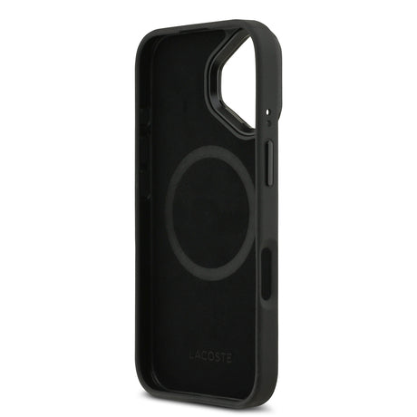 Apple iPhone 17 Kılıf Lacoste Orjinal Lisanslı M-safe Şarj Özellikli Standlı PU Deri Karışık Monogram Desenli Kapak