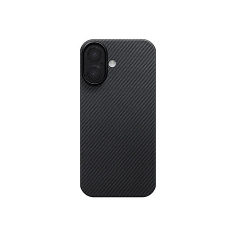 Apple iPhone 17 Kılıf M-safe Şarj Özellikli 1500D Aramid Fiber Pitaka Ultra-Slim Classic Serisi Black-Grey Twill Kapak