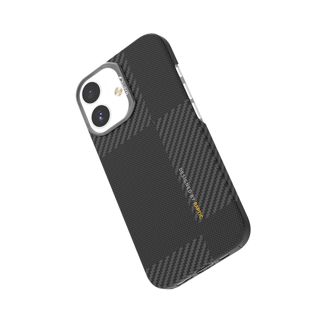 Apple iPhone 17 Kılıf M-safe Şarj Özellikli 600D Metal Kamera Çerçeveli Raptic Aramid Fiber Geotik Serisi Kapak