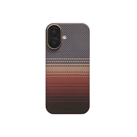 Apple iPhone 17 Kılıf M-safe Şarj Özellikli Aramid Fiber Pitaka Tactile Woven Sunset-Moonrise Serisi Kapak