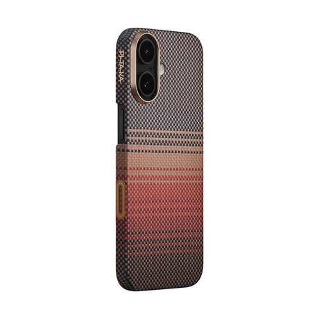 Apple iPhone 17 Kılıf M-safe Şarj Özellikli Aramid Fiber Pitaka Tactile Woven Sunset-Moonrise Serisi Kapak