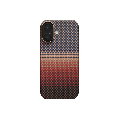 Apple iPhone 17 Kılıf M-safe Şarj Özellikli Aramid Fiber Pitaka Tactile Woven Sunset-Moonrise Serisi Kapak