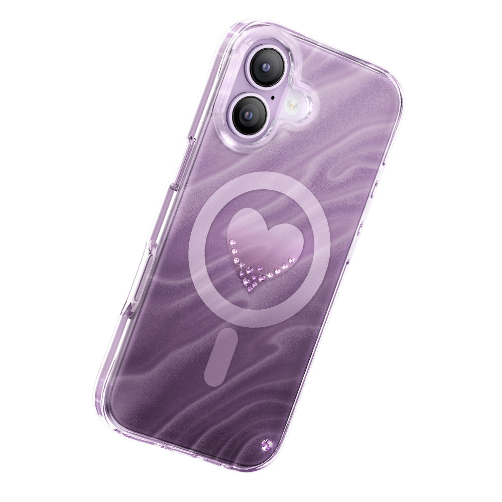 Apple iPhone 17 Kılıf M-Safe Şarj Özellikli Orjinal Swarovski Taşlı Zore Paris Rovix Sert PC Kapak
