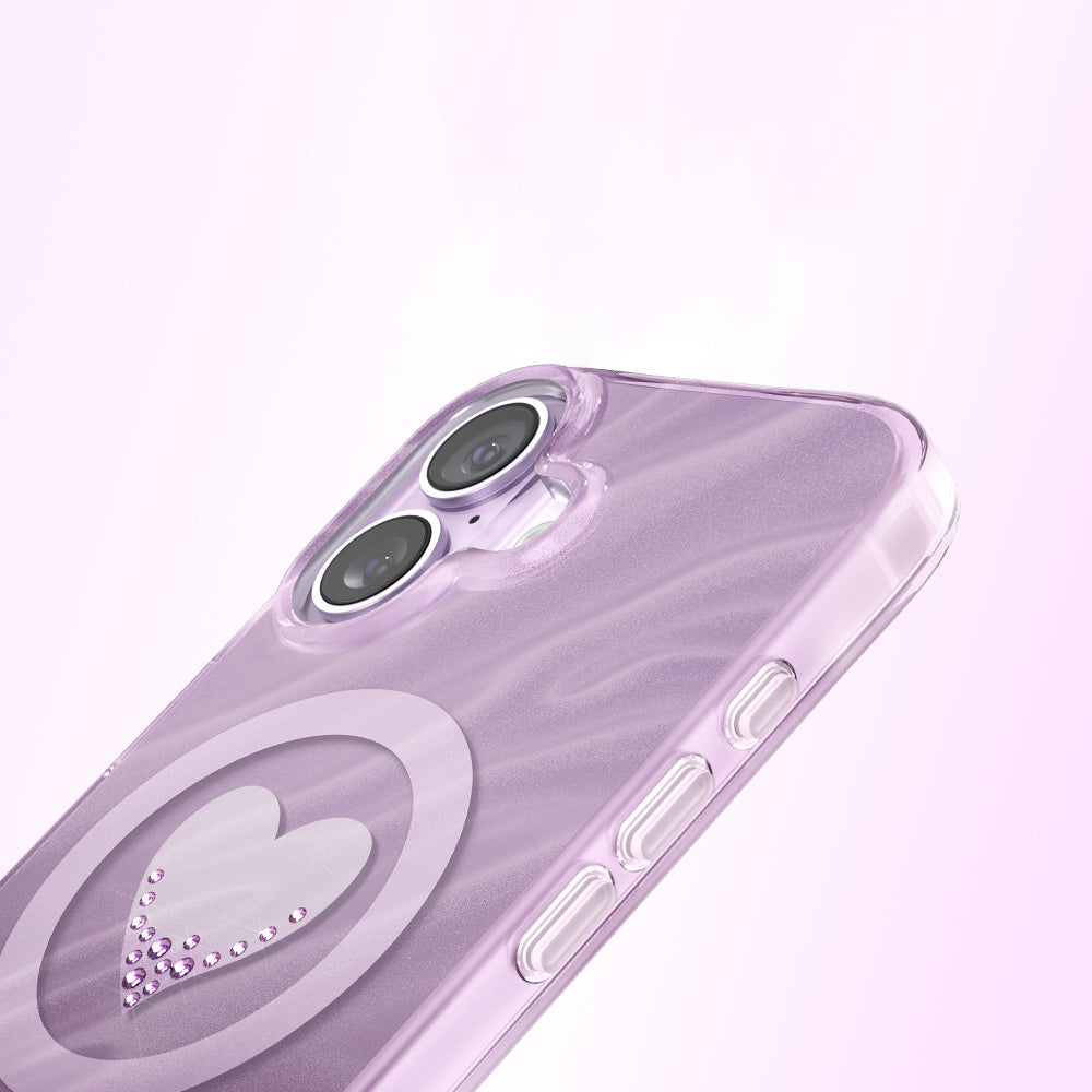 Apple iPhone 17 Kılıf M-Safe Şarj Özellikli Orjinal Swarovski Taşlı Zore Paris Rovix Sert PC Kapak