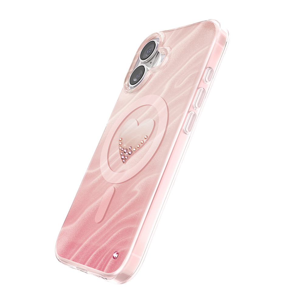 Apple iPhone 17 Kılıf M-Safe Şarj Özellikli Orjinal Swarovski Taşlı Zore Paris Rovix Sert PC Kapak