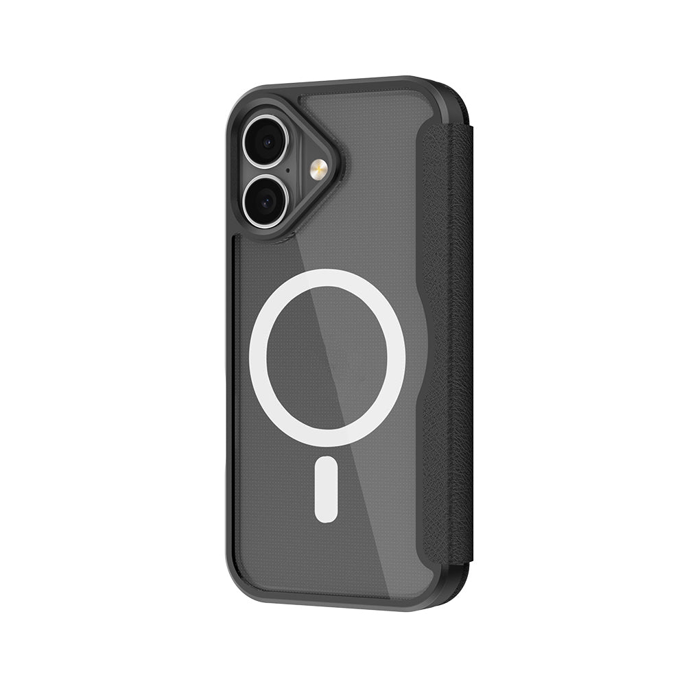 Apple iPhone 17 Kılıf M-Safe Şarj Özellikli Raptic Air Folio Şeffaf Kartlıklı Kapaklı Kılıf