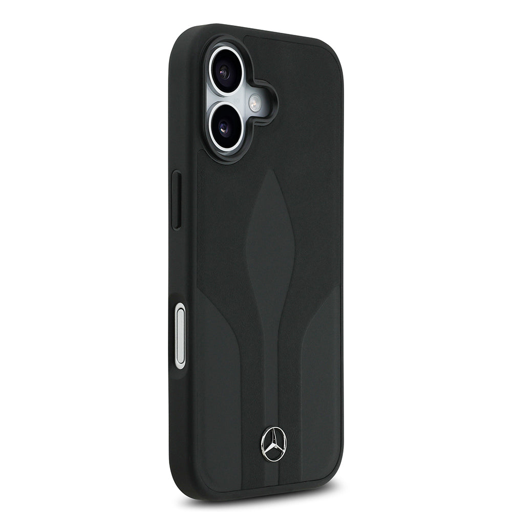 Apple iPhone 17 Kılıf Mercedes Benz Orjinal Lisanslı M-safe Şarj Özellikli Dokulu Desenli Deri Kapak