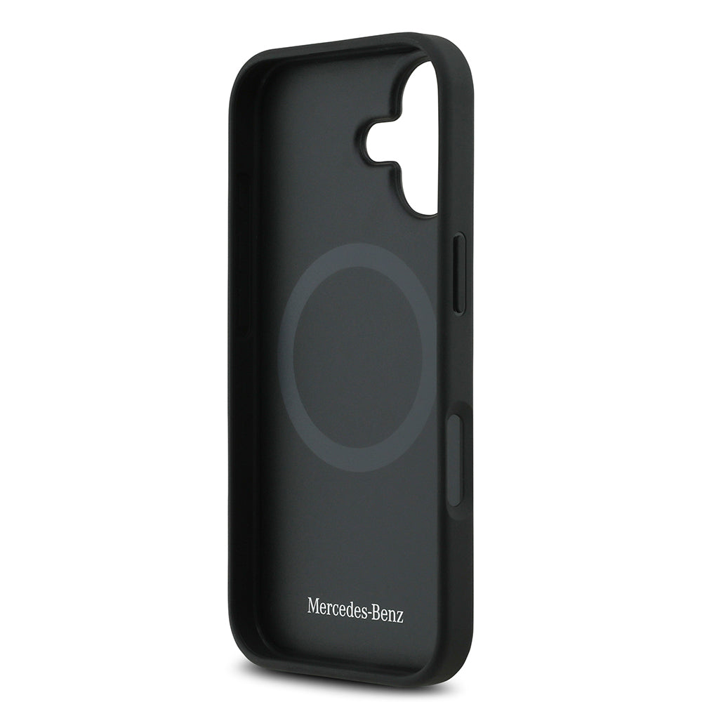 Apple iPhone 17 Kılıf Mercedes Benz Orjinal Lisanslı M-safe Şarj Özellikli Dokulu Desenli Deri Kapak