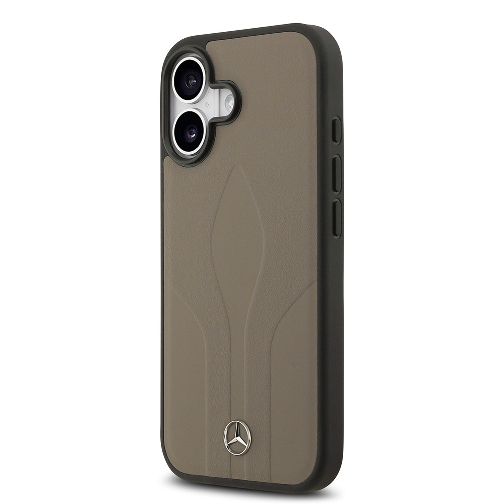 Apple iPhone 17 Kılıf Mercedes Benz Orjinal Lisanslı M-safe Şarj Özellikli Dokulu Desenli Deri Kapak