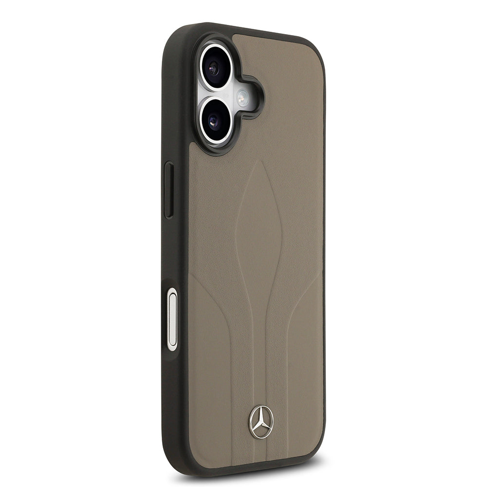 Apple iPhone 17 Kılıf Mercedes Benz Orjinal Lisanslı M-safe Şarj Özellikli Dokulu Desenli Deri Kapak