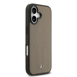 Apple iPhone 17 Kılıf Mercedes Benz Orjinal Lisanslı M-safe Şarj Özellikli Dokulu Desenli Deri Kapak