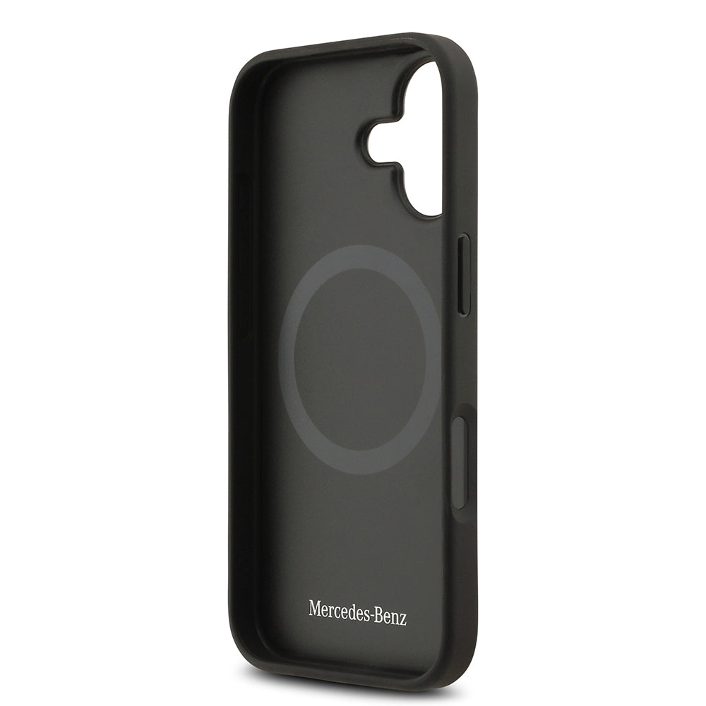 Apple iPhone 17 Kılıf Mercedes Benz Orjinal Lisanslı M-safe Şarj Özellikli Dokulu Desenli Deri Kapak