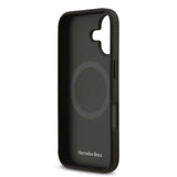Apple iPhone 17 Kılıf Mercedes Benz Orjinal Lisanslı M-safe Şarj Özellikli Şeritli Yıldız Desenli Metal Logolu Deri Kapak
