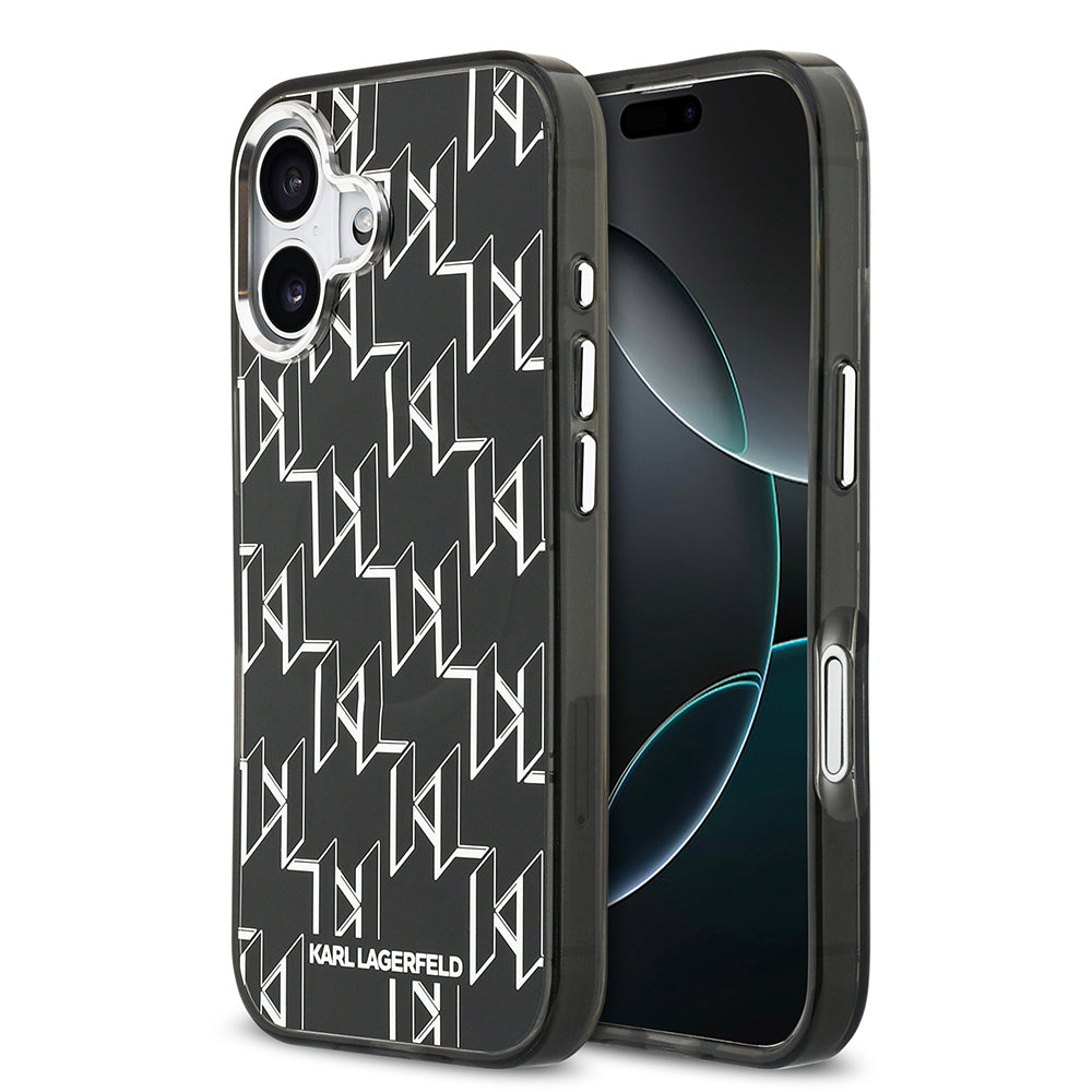 Apple iPhone 17 Kılıf Orjinal Lisanslı M-safe Şarj Özellikli Karl Lagerfeld IML Baskılı Monogram Dizayn Kapak