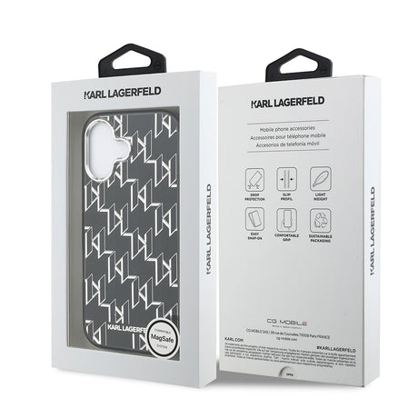 Apple iPhone 17 Kılıf Orjinal Lisanslı M-safe Şarj Özellikli Karl Lagerfeld IML Baskılı Monogram Dizayn Kapak